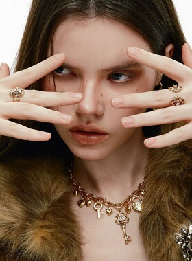 爱锁芯系列复古钥匙高级开口戒指女开口可调节清新甜美合金无郑州