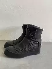 Dark Style Cool Lace-Up High-Top Shoes, Retro Distressed Thick-Soled Super Cool Height-Increasing Unique Black Style Patchwork High-Top Shoes