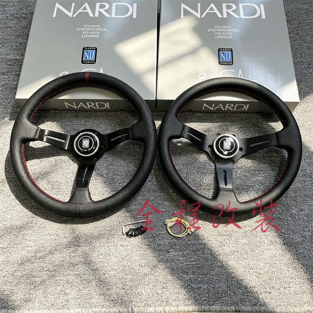 ND汽车改装轻量化打孔皮方向盘五菱迷你熊猫通用13/14寸赛车Nardi