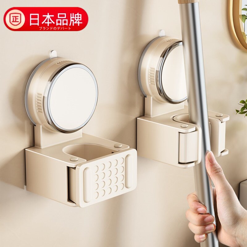 日本进口吸盘拖把壁挂夹收纳神器图片
