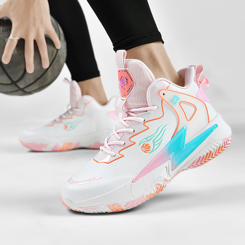 专业篮球鞋女生款夏季2025新款初中学生鸳鸯高帮大童运动球鞋子男