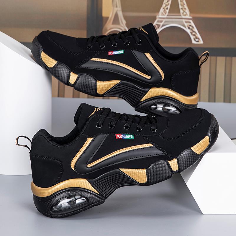 运动鞋2025新款秋季皮面篮球鞋舒适轻便气垫跑步鞋男鞋内增高大码