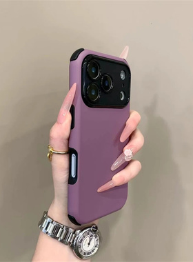 新款高级感梦幻紫适用于iPhone16promax手机壳高颜值苹果17promax保护套13防摔15pro简约11女12防指纹14硬男