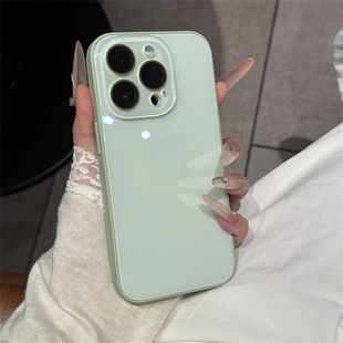 新款高级感钢化玻璃全包适用于iPhone16promax手机壳高颜值苹果15防摔13保护套12简约11女17promax带镜头膜14