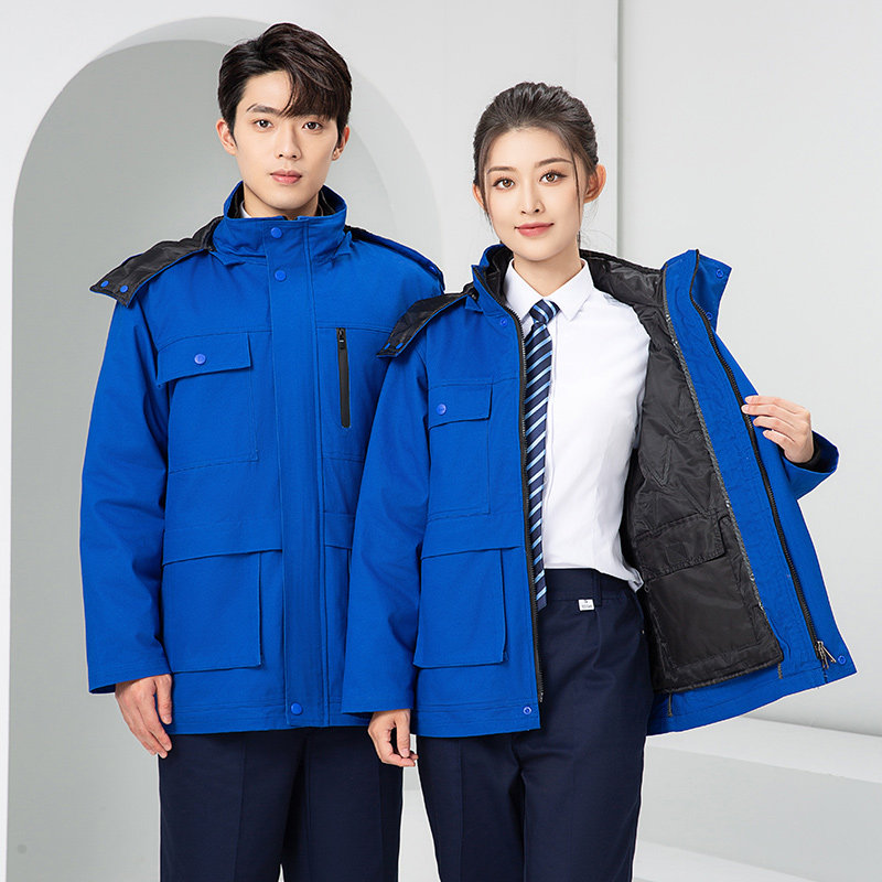 冬季纯棉工作服男女中长款棉衣加厚冬装劳保棉袄工程服防寒服棉服