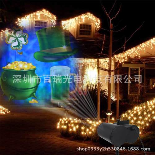 led复BR-WL180眼双筒诞水投灯菲林投影纹灯下影雪灯雪花圣投影户