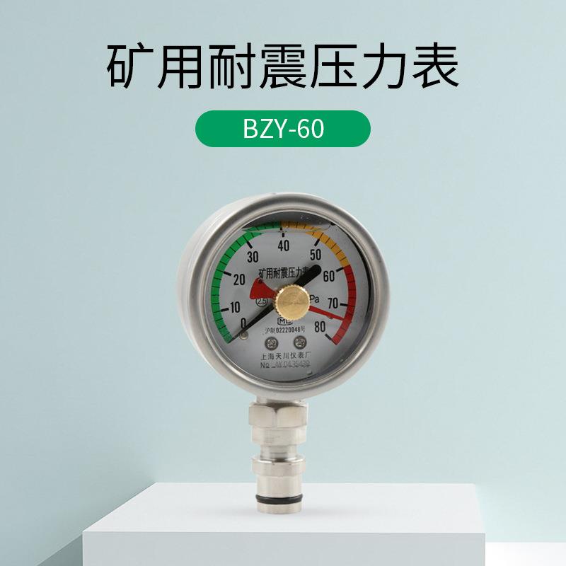 不锈钢BY-60矿用耐震双针压力表0MPa60MDPa8N10ZKJBZY-60、10