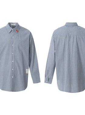 FINAMORE 蓝色格子衬衣日系情侣1925-NAPOLI男女Tokyo衬衫发发奇