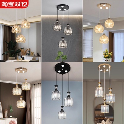 新款轻奢餐厅灯水晶吊灯三头饭厅餐桌灯具2025吧台简约现代吊灯