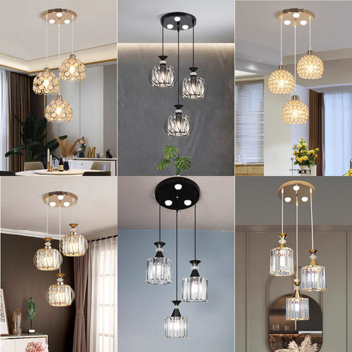 新款轻奢餐厅灯水晶吊灯三头饭厅餐桌灯具2025吧台简约现代吊灯