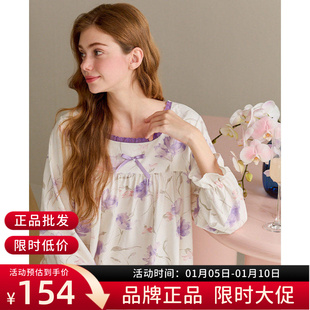 【睡眠棉】睡衣女新款春纯棉长袖套头套装秋季休闲大码全棉家居服