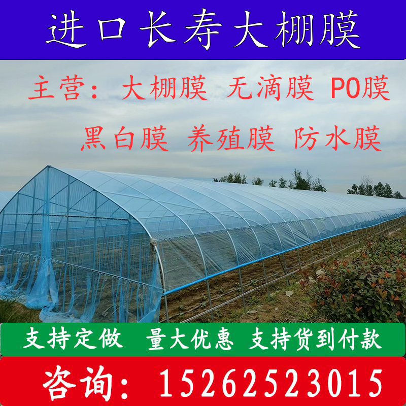 进口加厚大棚膜抗老化蔬菜无滴膜PO膜透明膜养殖黑白膜
