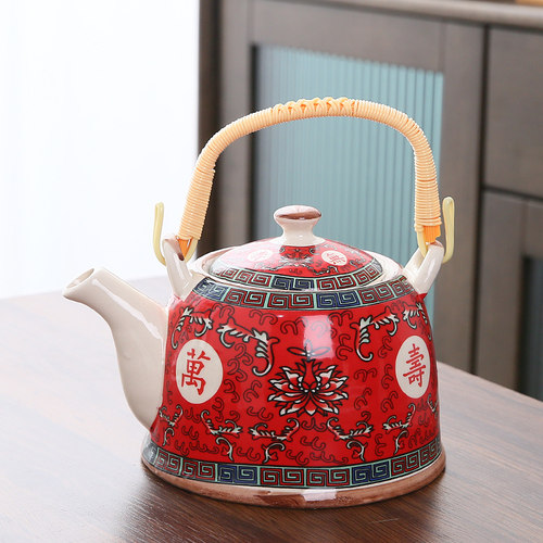 陶瓷生日寿宴提梁泡茶壶