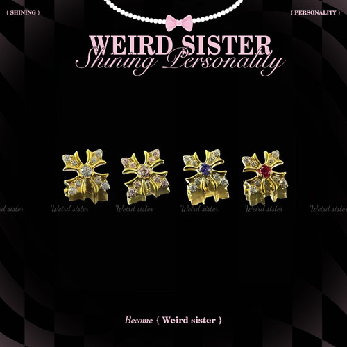 WEIRD SISTER满钻十字架爆闪轻奢钛合金耳钉耳骨钉耳屏钉内螺旋