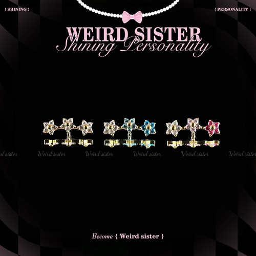 WEIRD SISTER镀金三只小花连排耳钉轻奢钛合金耳骨钉耳饰内螺旋