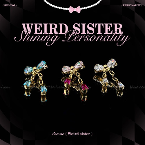 钛合金镀金款蝴蝶结吊坠耳钉耳骨钉flat链条甜美精致内螺旋养耳洞