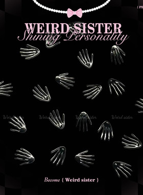 WEIRD SISTER骷髅手掌0.9牙钛合金耳钉内螺纹耳骨钉免摘防过敏