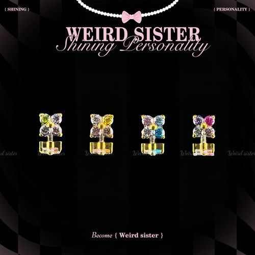 WEIRD SISTER镀金小四叶草耳饰养耳轻奢钛合金耳钉耳骨钉内螺旋