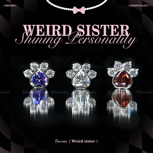 F136钛合金爆闪爱心锆石猫爪耳钉耳骨钉唇钉内螺纹甜美可爱