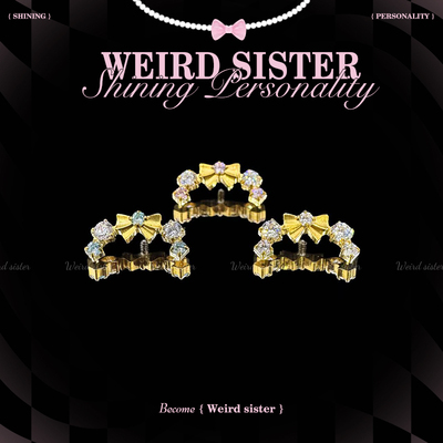 WEIRD SISTER蝴蝶结花环洋气镀金轻奢钛合金耳骨钉耳屏钉内螺旋