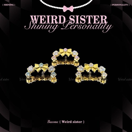 WEIRD SISTER蝴蝶结花环洋气镀金轻奢钛合金耳骨钉耳屏钉内螺旋