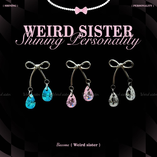 钛合金闪闪蝴蝶结水滴吊坠锆石耳骨钉独特设计精致感超闪耳钉女