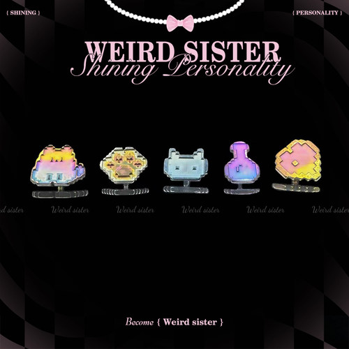 WEIRD SISTER像素系列改色耳钉F136钛合金内螺纹吊坠耳骨钉防过敏