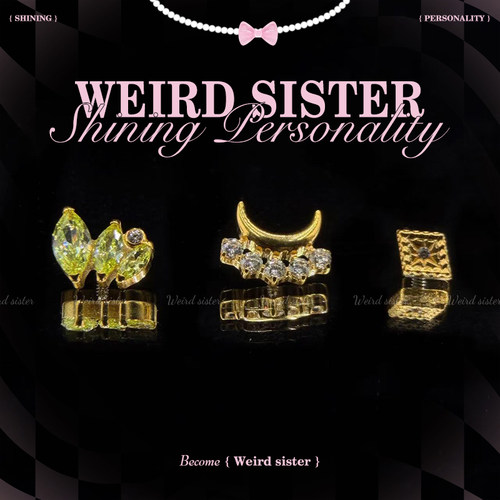 WEIRD SISTER镀金系列搭配款钛合金0.9牙耳钉内螺纹耳骨钉防过敏