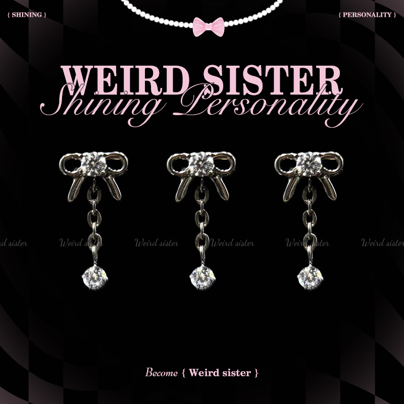 F136钛合金白锆蝴蝶结吊坠耳钉耳骨钉精致甜美穿刺饰品防过敏