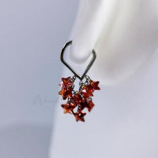 weird sister 钛合金星星坠落搭扣防敏环16G流苏锆石耳钉