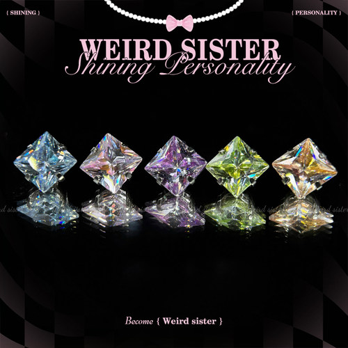 WEIRD SISTER渐变方形公主切F136钛合金内螺纹耳蜗钉耳骨钉防过敏