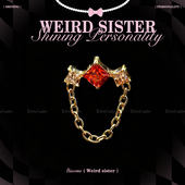 WEIRD SISTER钛合金红色新年系列镀金方钻流苏链耳钉耳骨flat精致