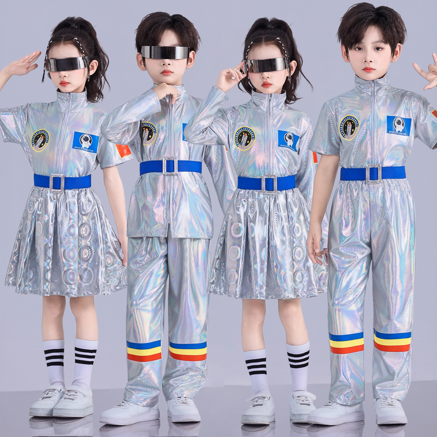 儿童演出服科技感服装太空服航天宇航员机器人表演服小学生运动会
