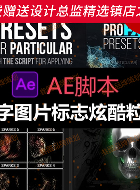 G93消散汇聚特效插件 支持文字AE脚本Particular炫酷粒子图片Logo