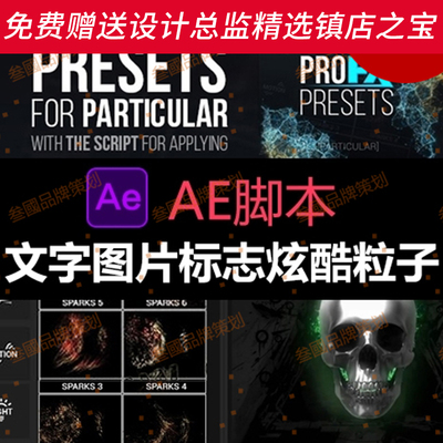 G93消散汇聚特效插件 支持文字AE脚本Particular炫酷粒子图片Logo