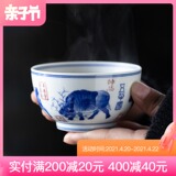 Jingdezhen plant ash hand - made ceramic tea set household contracted kung fu the crane tureen hot tea bowl