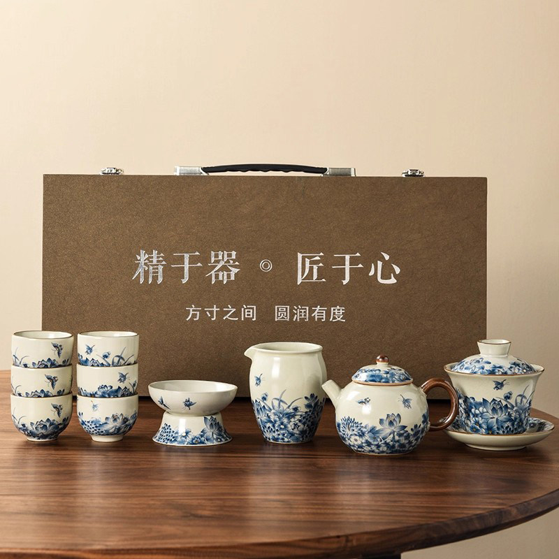 2026新款汝窑功夫茶具套装家用陶瓷轻奢高档泡茶壶礼盒会客伴手礼