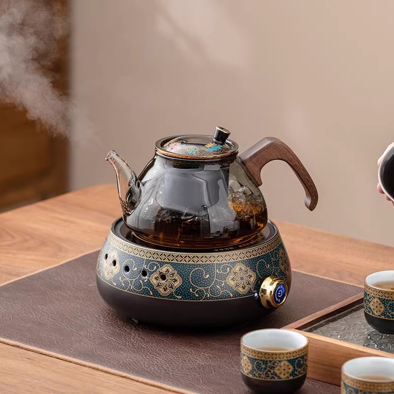 高档电陶炉煮茶器功夫茶具套装家用轻奢玻璃泡茶壶围炉养生壶茶器