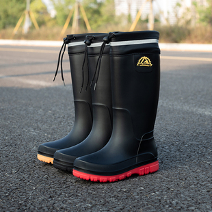 高筒简约新款 洗车防水鞋 晴雨鞋 男雨靴防滑韩版 水靴男靴平底 男雨鞋
