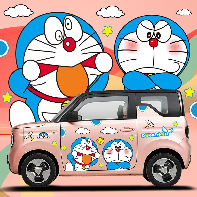 吉利熊猫mini汽车贴纸哆啦A梦叮当猫车身贴可爱卡通小蚂蚁装饰贴