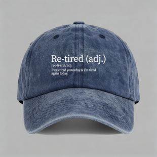I was tired yesterday 趣味retired谐音梗英文棒球帽鸭舌帽子