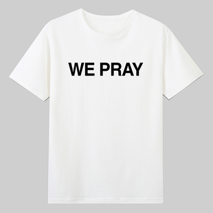 we pray酷玩乐队ColdPlay英文字母t恤演唱会男女童宽松上衣服潮