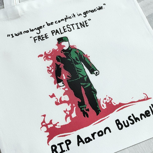 RIP Aaron Bushnell亚伦布什内尔巴勒斯坦free Palestine帆布包定