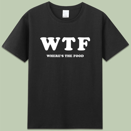 wtf where’s the food吃货纯棉短袖搞笑字母印花t恤衣服男女款夏