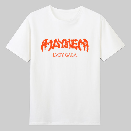 MAYHEM专辑字母夏季欧美ladygaga演唱会衣服纯棉短半袖T恤夏季