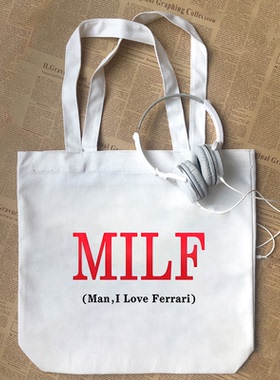 MAN I LOVE FERRARI法拉利MILF趣味英文帆布包手提袋定制