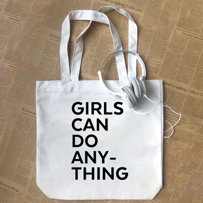 girls can do anything 字母女权主义slogan口号纯棉帆布包手提袋