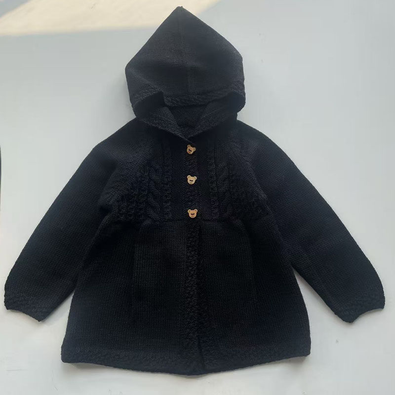 手工编织婴幼儿帽衫女宝宝羊毛线外套女童裙衫纯色秋冬风衣