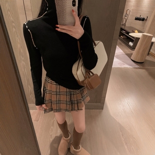 高领毛衣女 拼接修身 2025秋冬新款 设计感羊绒简约百搭针织打底衫