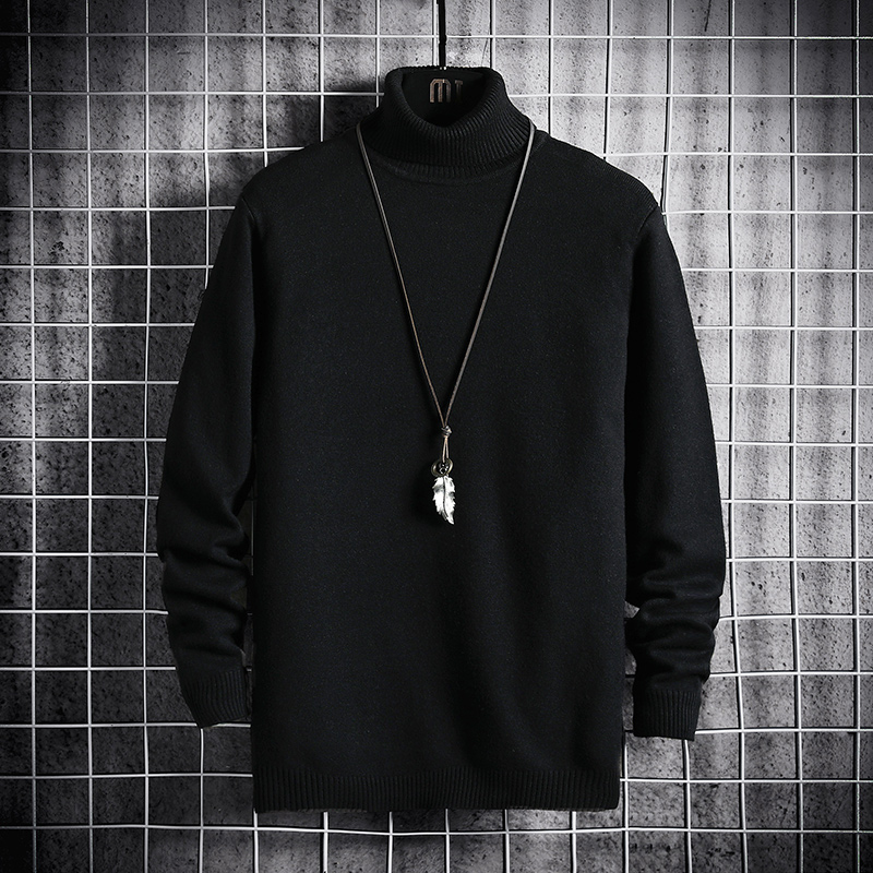 套头可翻高领毛衣男春秋冬季